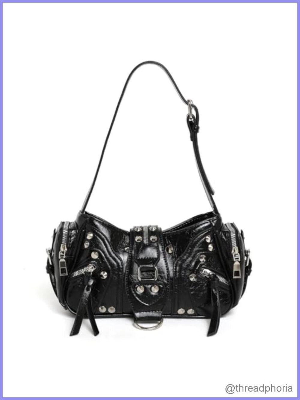 Y2K Studded Hobo Shoulder Bag Women Faux Leather Purse
